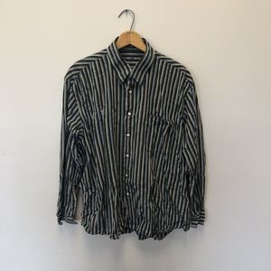 Alan Flusser Shirt Men's Extra Large Button Down Long Sleeve Striped Multicolor